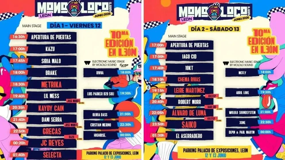 Cartel del festival Monoloco X en León con artistas destacados