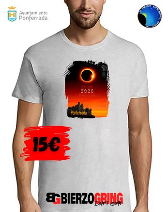 Camiseta con diseño del eclipse solar en Ponferrada 2026