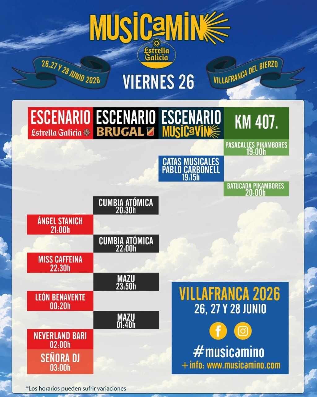 Cartel del festival Musicamino 2026 en Villafranca del Bierzo
