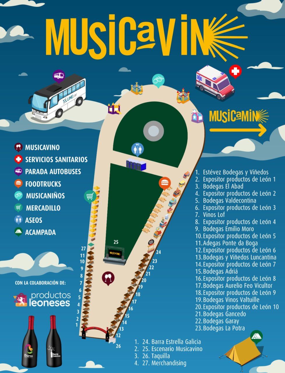 Mapa del festival Musicavino con expositores de vino y gastronomía