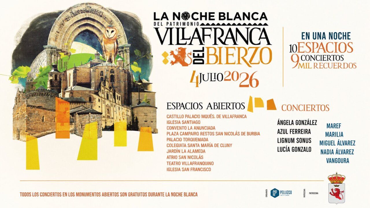 Cartel de la Noche Blanca del Patrimonio en Villafranca del Bierzo