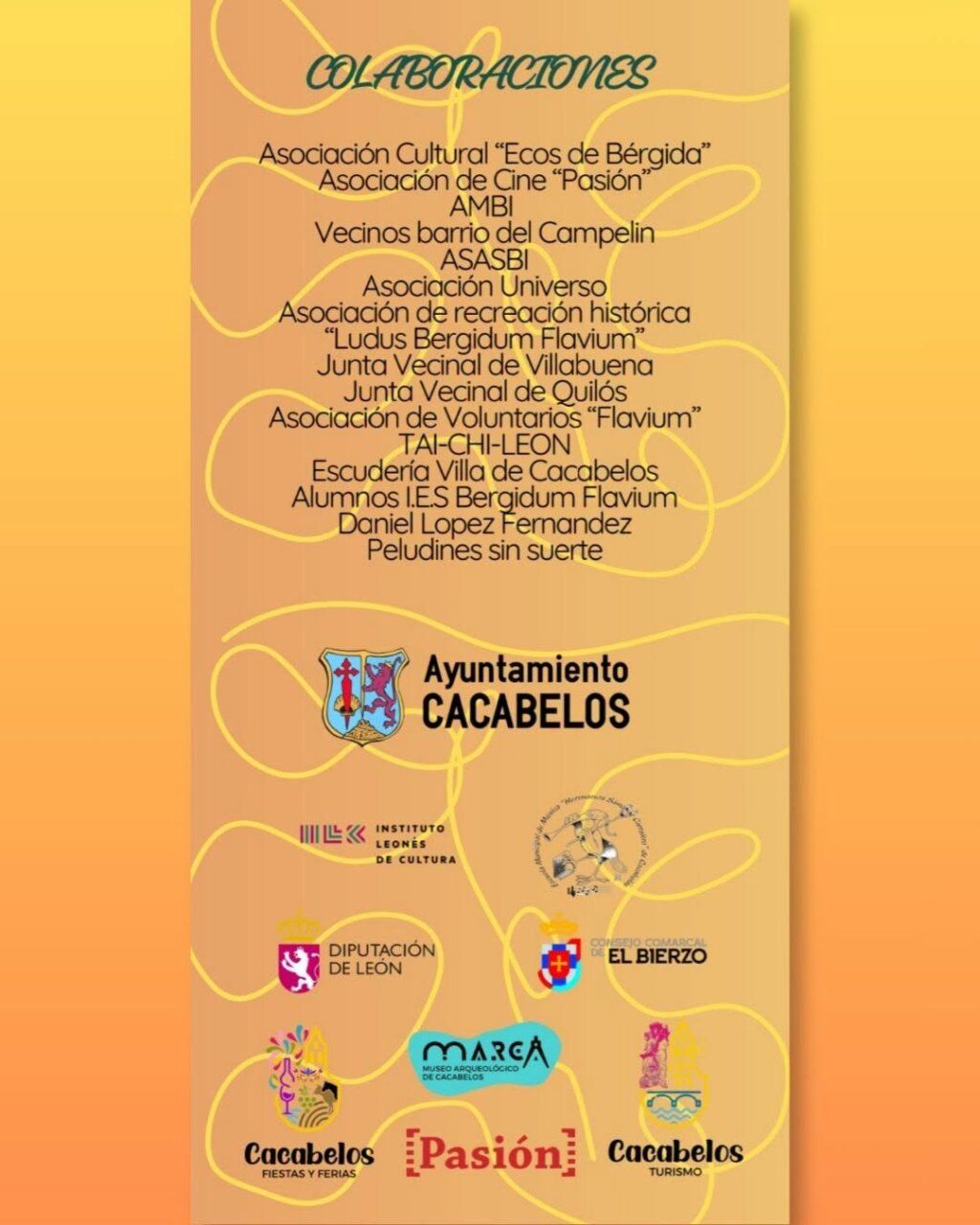 Cartel de actividades culturales en Cacabelos para Noches del Camino 2026