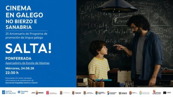 Cartel de la proyección al aire libre de Salta en Ponferrada