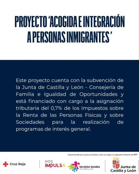 Cartel del proyecto de acogida e integración a personas inmigrantes en León
