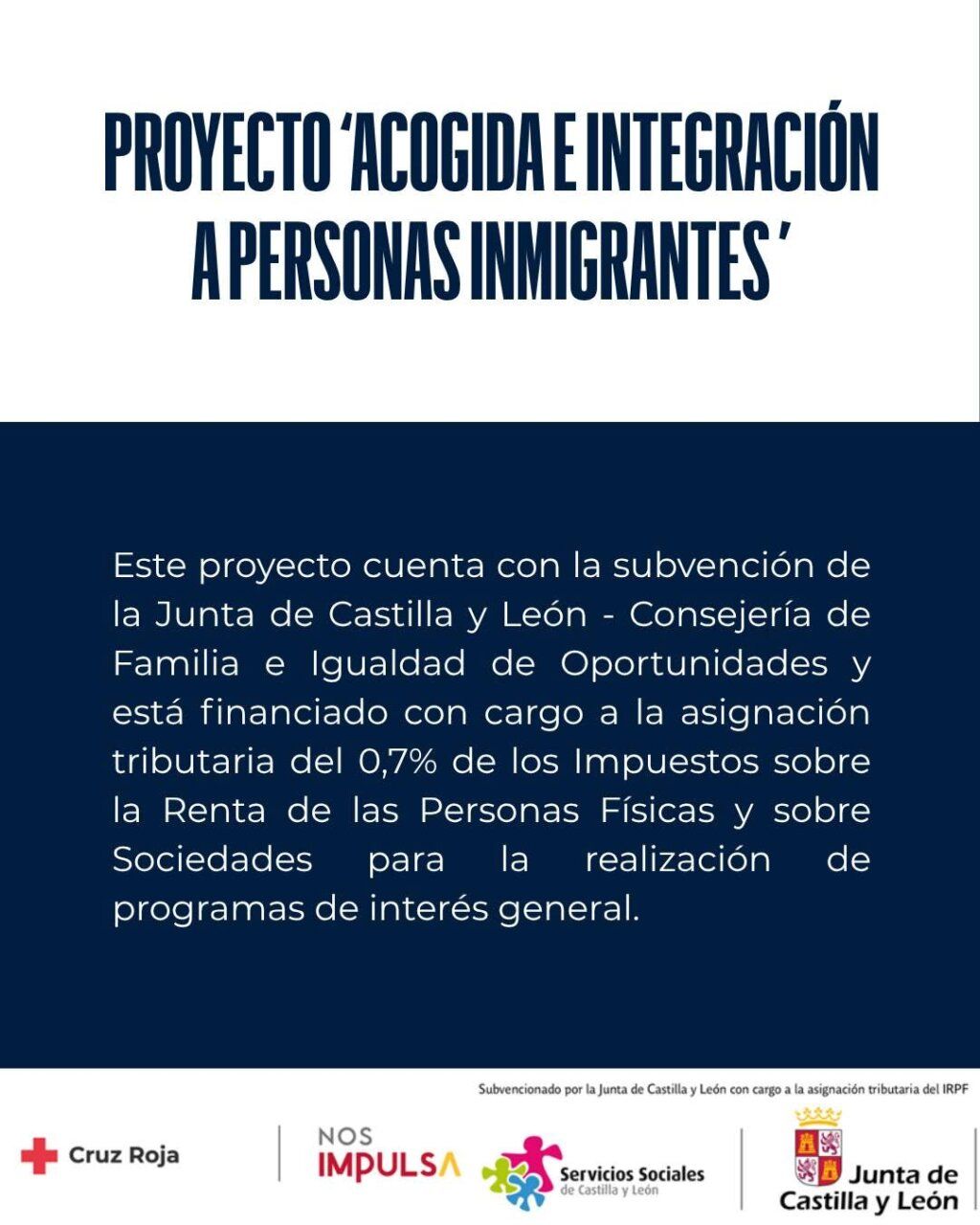 Cartel del proyecto de acogida e integración a personas inmigrantes en León