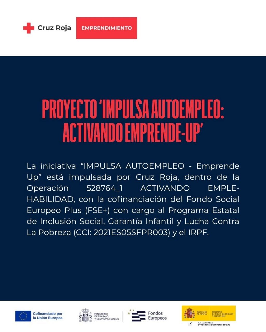 Cartel del proyecto Impulsa Autoempleo de Cruz Roja en León