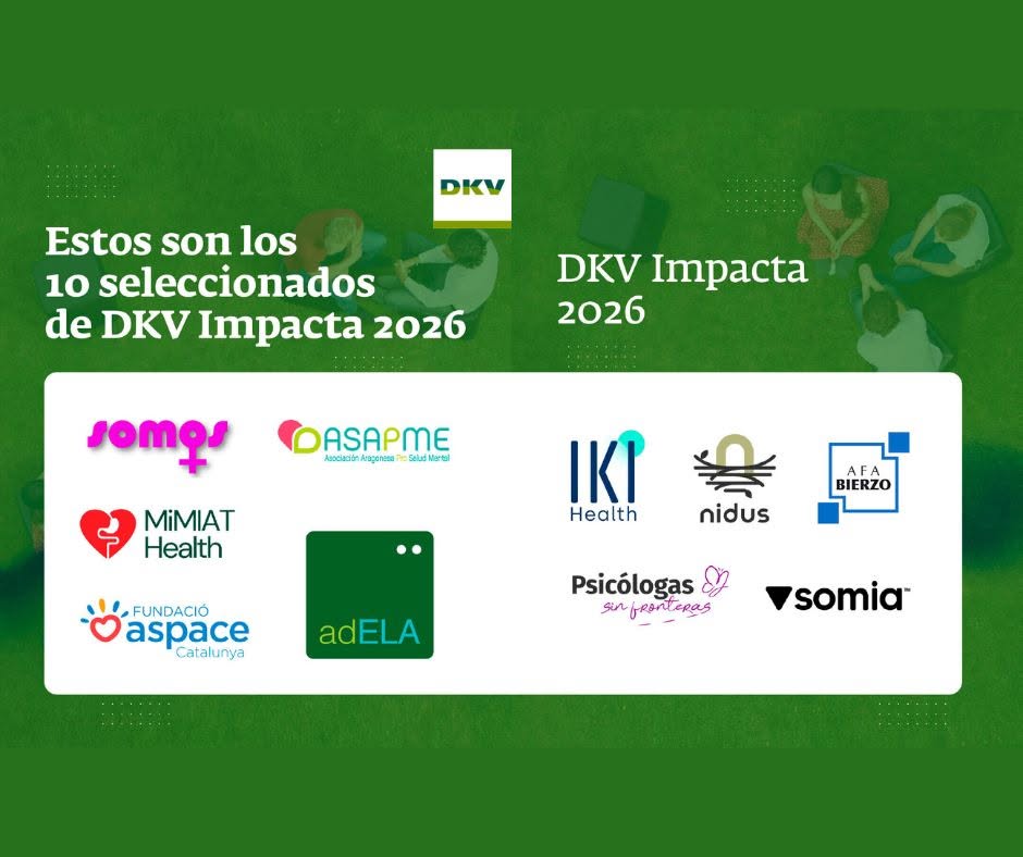 Logos de los seleccionados en DKV Impacta 2026 sobre fondo verde.