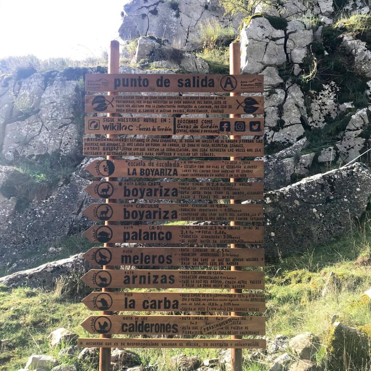 Señalización de rutas en la Reserva de la Biosfera del Alto Bernesga
