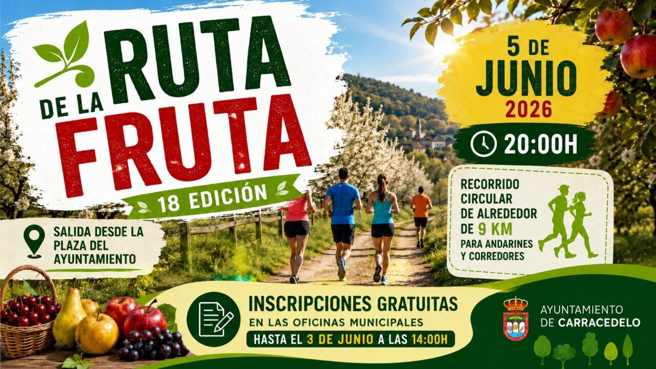 Cartel de la XVIII Ruta de la Fruta en Carracedelo con información del evento