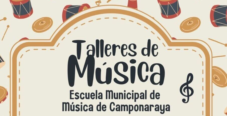 Cartel de talleres de música en la Escuela Municipal de Camponaraya