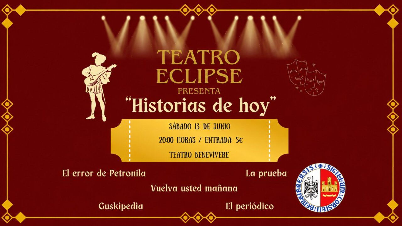 Cartel del evento teatral Historias de hoy en el Teatro Benevívere