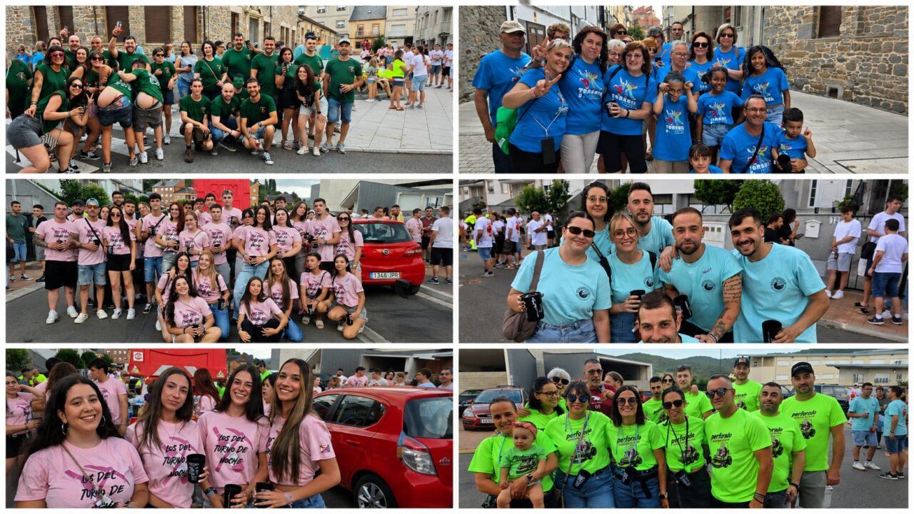 Grupos de personas celebrando en la III Concentración de Peñas en Toreno