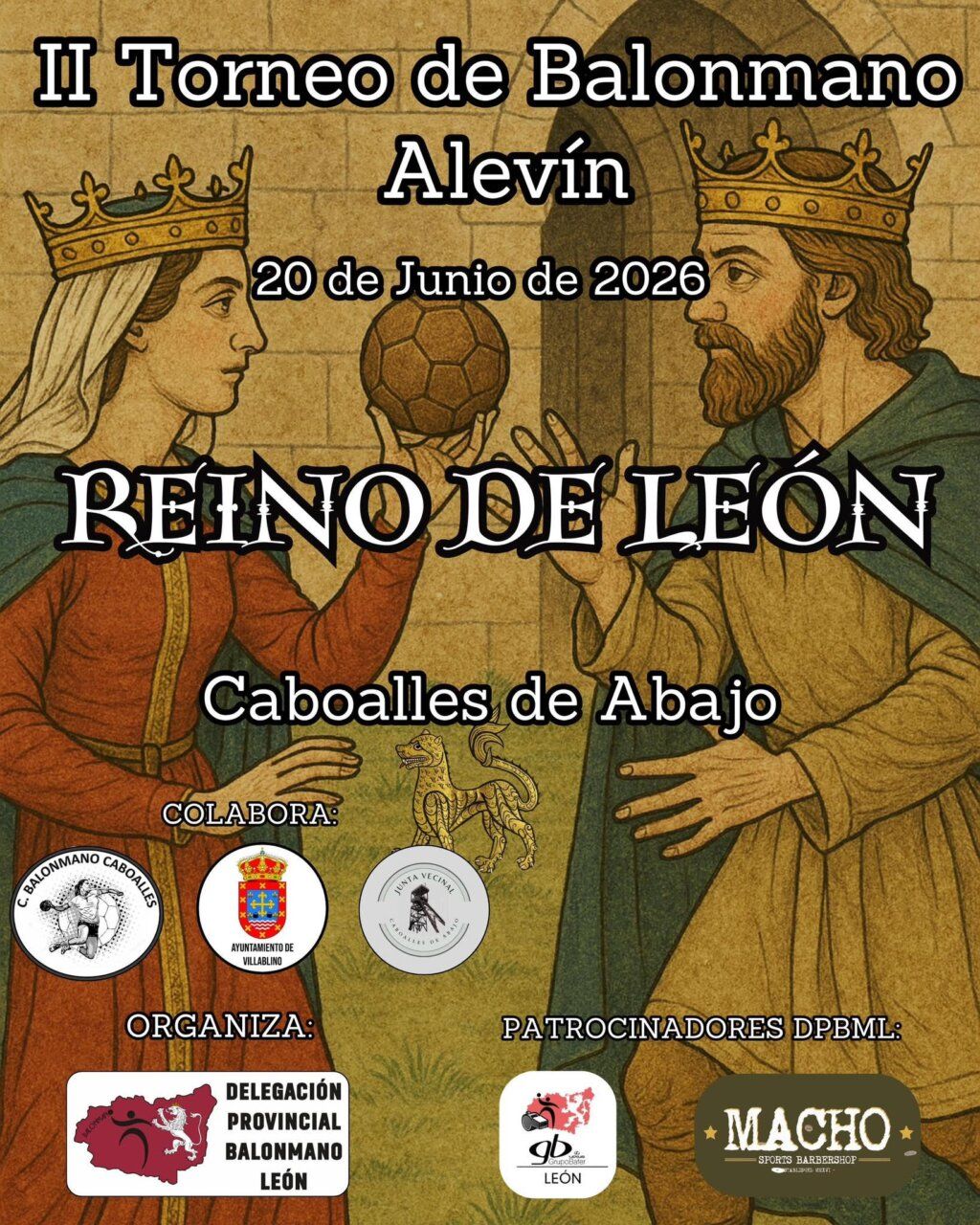Cartel del II Torneo Alevín de Balonmano en Caboalles de Abajo