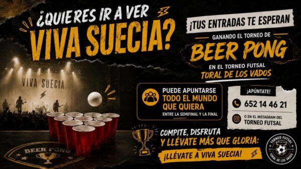 Cartel del torneo de Beer Pong en Toral de los Vados con Viva Suecia