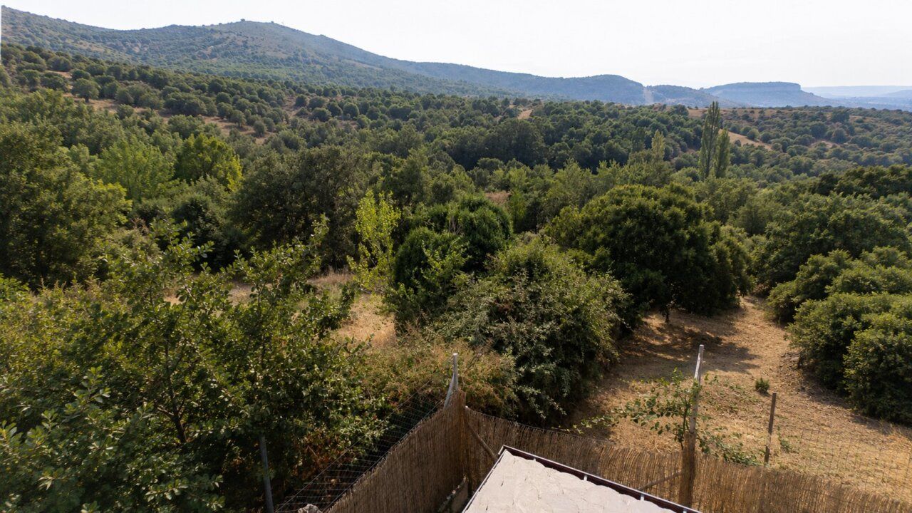 Vista de solares abandonados en Turienzo Castañero con vegetación seca