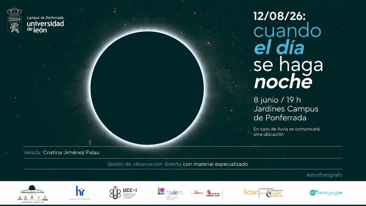 Cartel de la velada astronómica en el Campus de Ponferrada