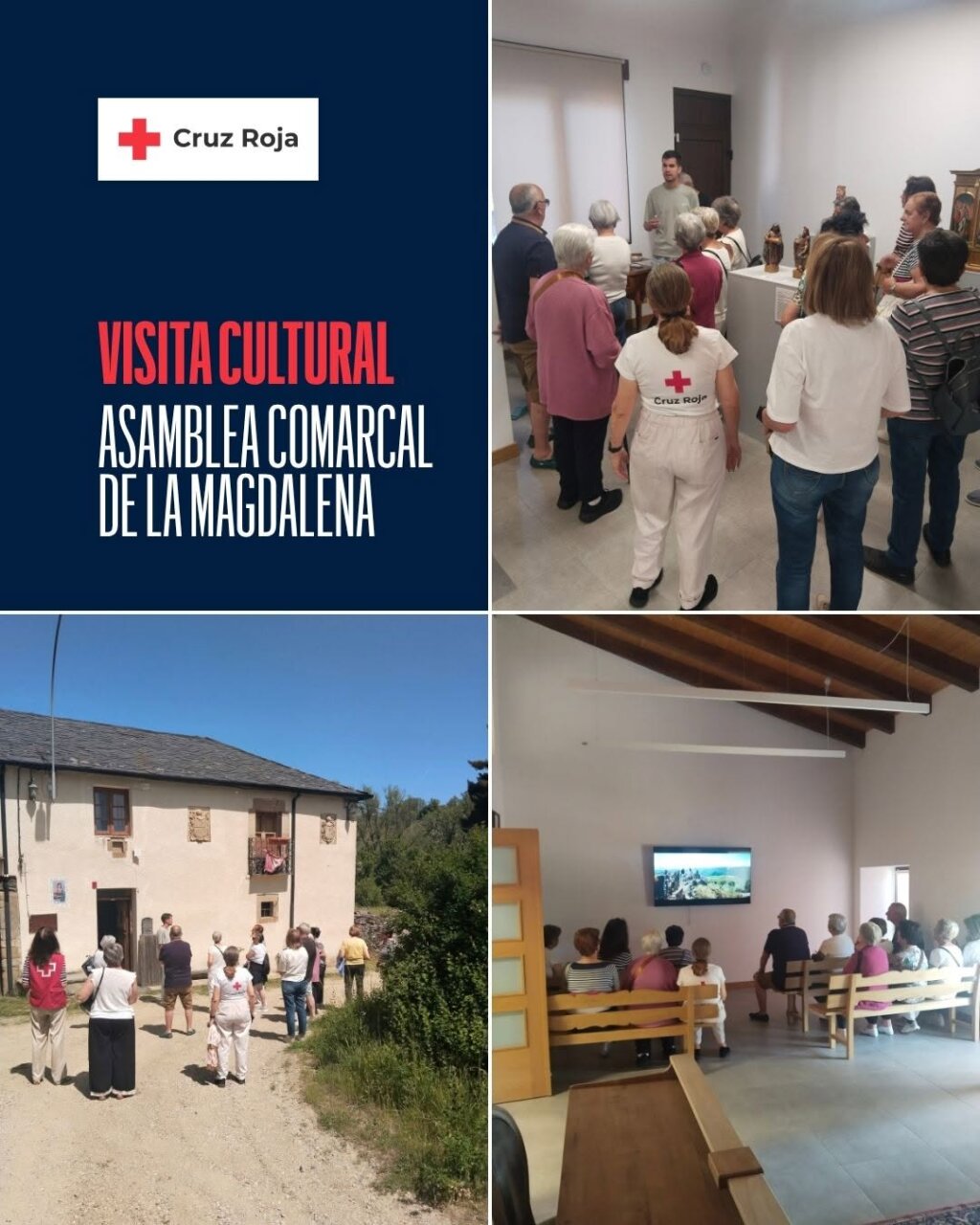 Grupo de personas mayores en una visita cultural en Riello
