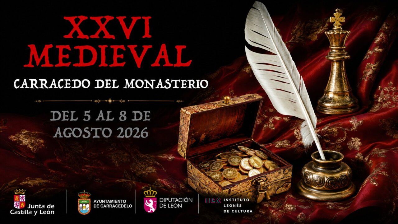 Cartel del XXVI Medieval de Carracedelo con detalles históricos