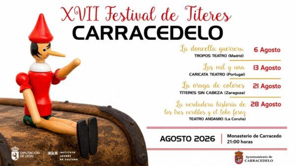 Cartel del XVII Festival de Títeres en Carracedelo con programación.
