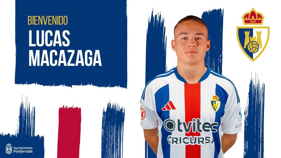 Lucas Macazaga en la presentación con la SD Ponferradina