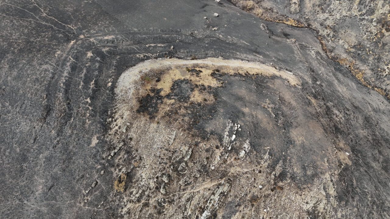 Vista aérea del campamento minero romano en Molinaferrera