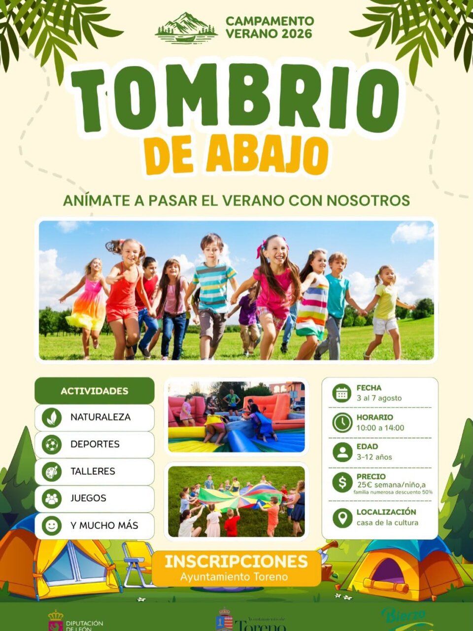 Niños disfrutando en un campamento de verano en Tombrio de Abajo