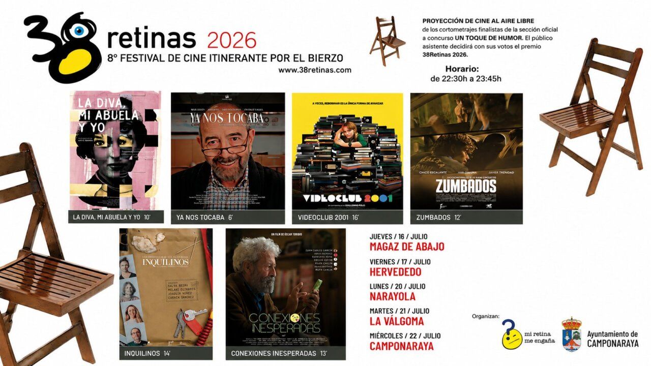 Cartel del Festival 38Retinas en Camponaraya con horarios y películas