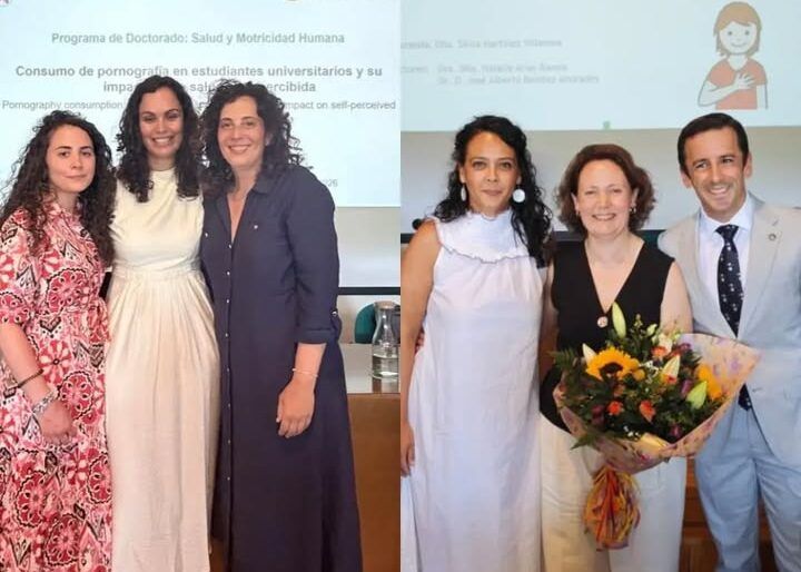 Dos doctoras celebrando su reconocimiento en la Universidad de León