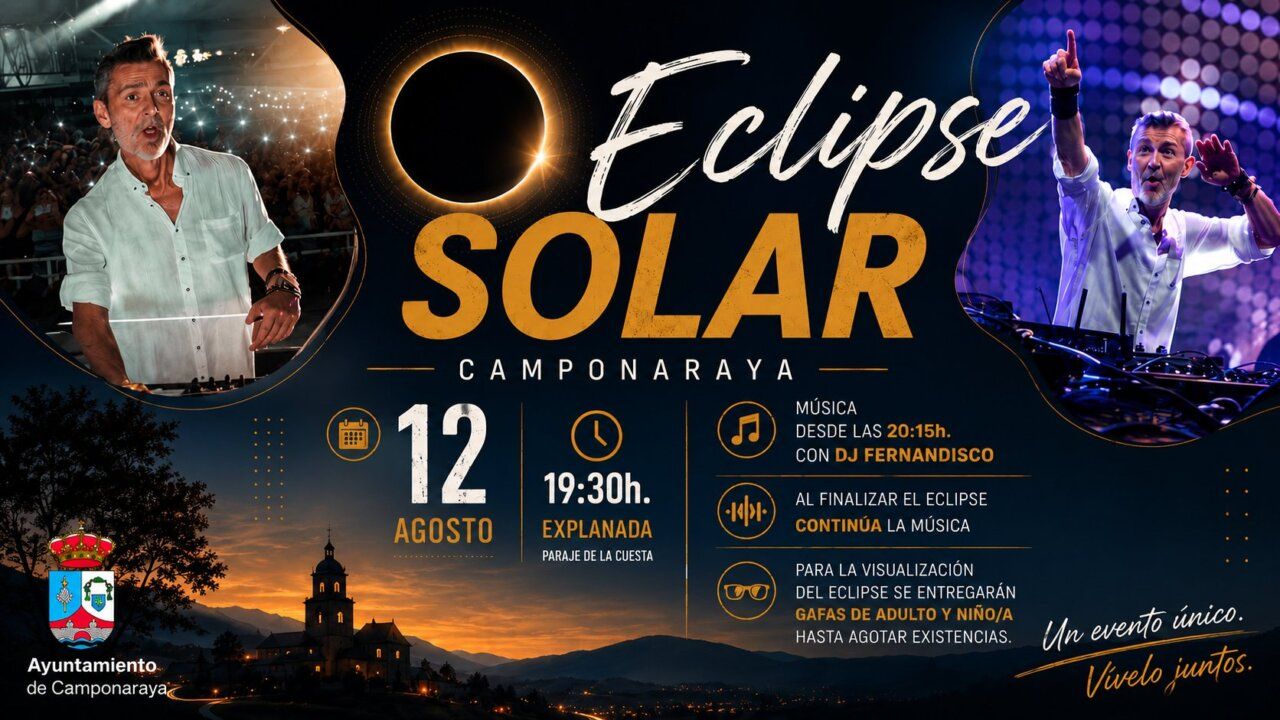 Celebración del eclipse total de Sol en Camponaraya con música en directo.