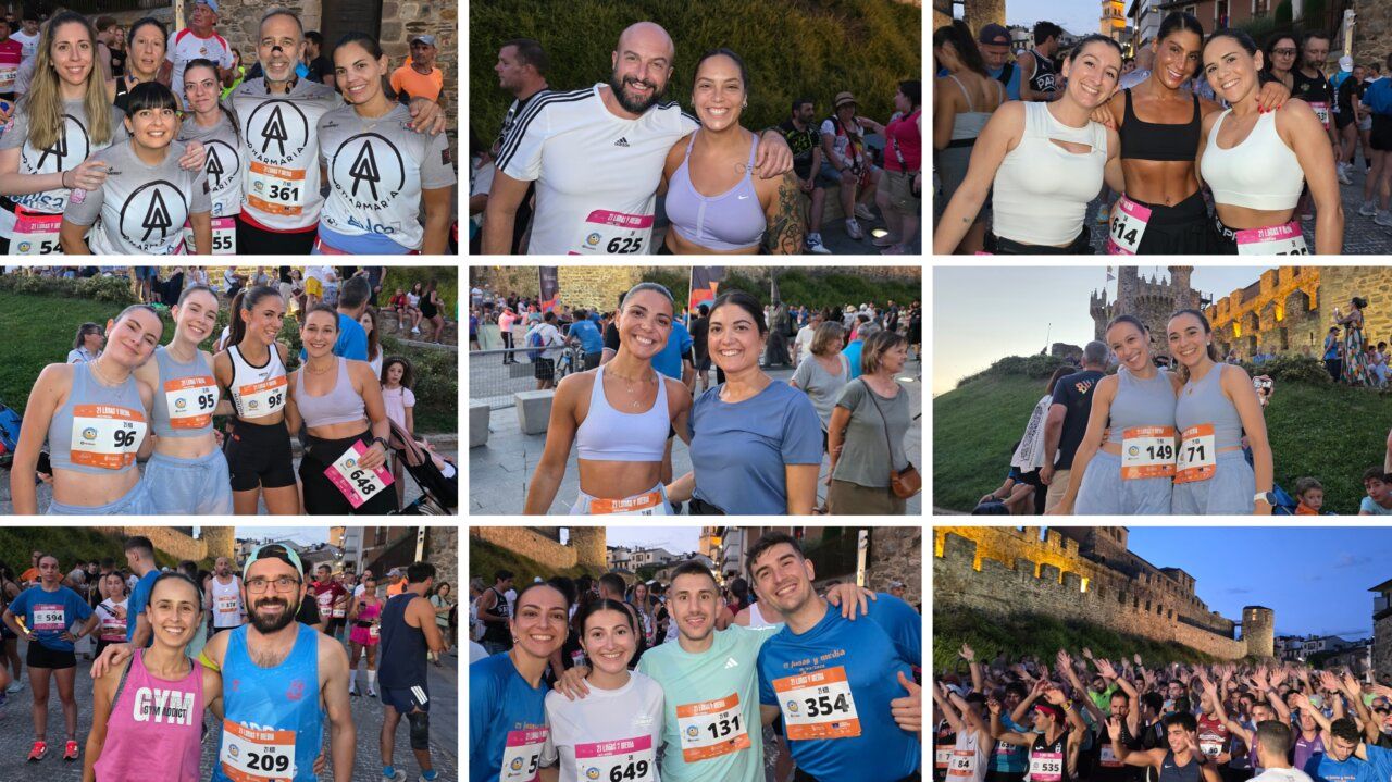 Corredores posando antes de la carrera nocturna en Ponferrada