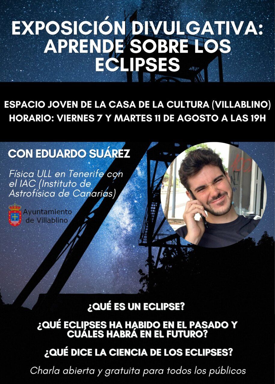 Cartel de exposición sobre eclipses en Villablino