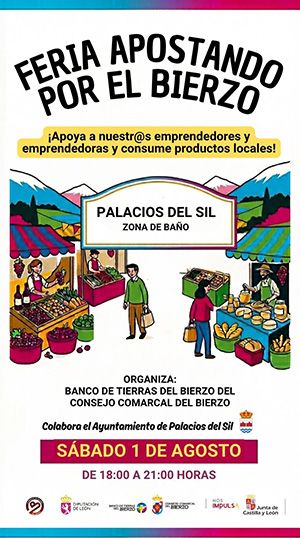 Cartel de la feria apostando por el Bierzo en Palacios del Sil