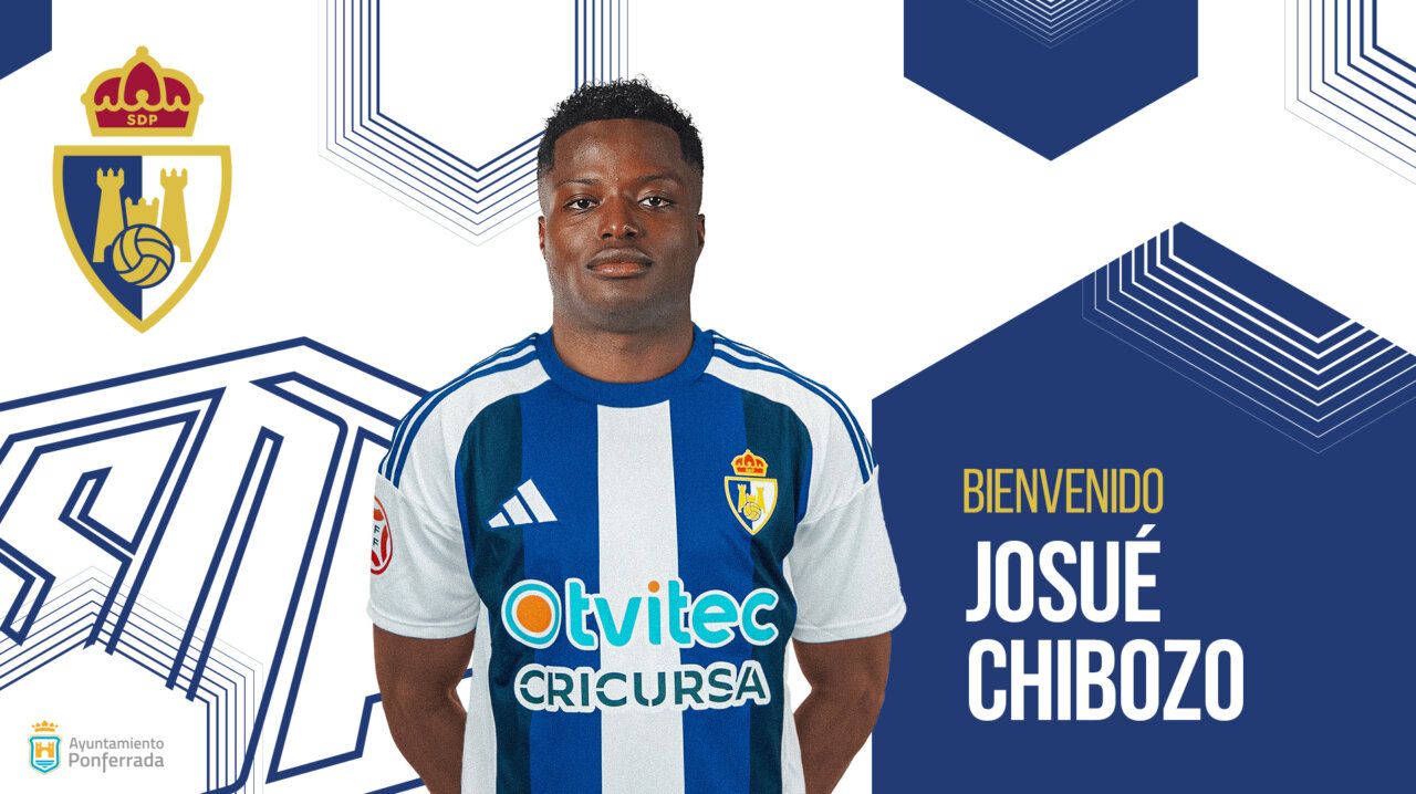 Josué Chibozo con la camiseta de la SD Ponferradina