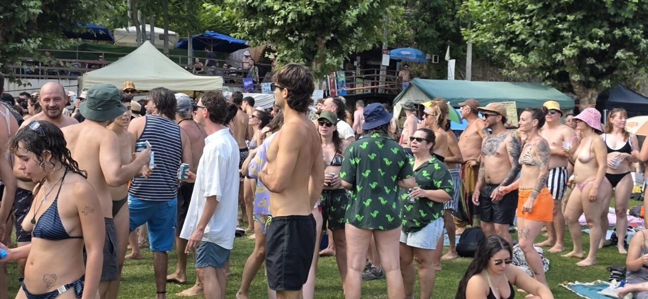 Multitud disfrutando de una fiesta de verano al aire libre