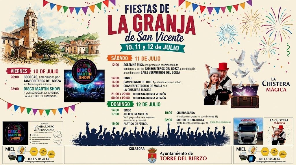 Cartel de las fiestas de La Granja de San Vicente con actividades y fechas
