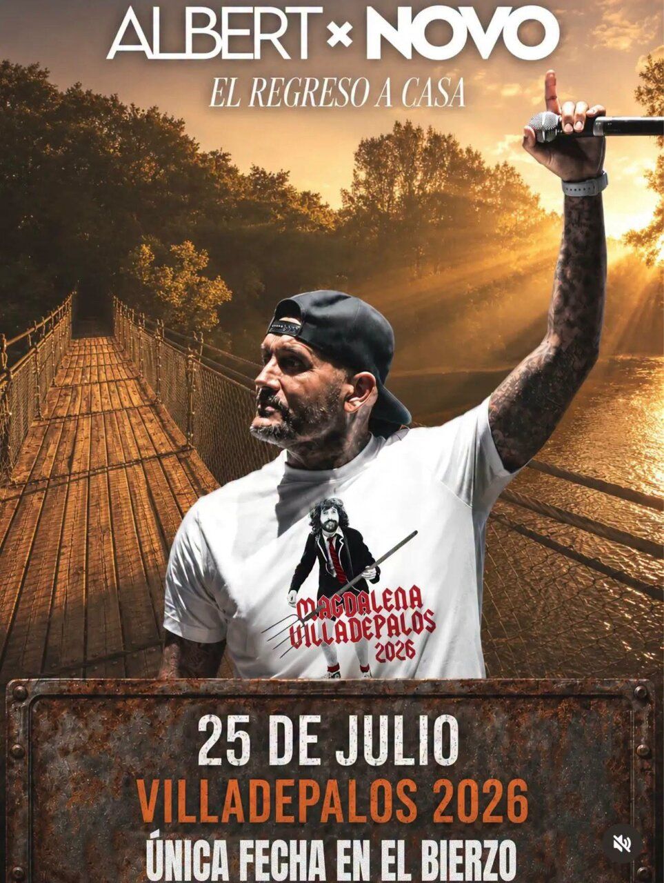 Cartel promocional del concierto de Albert Novo en Villadepalos 2026