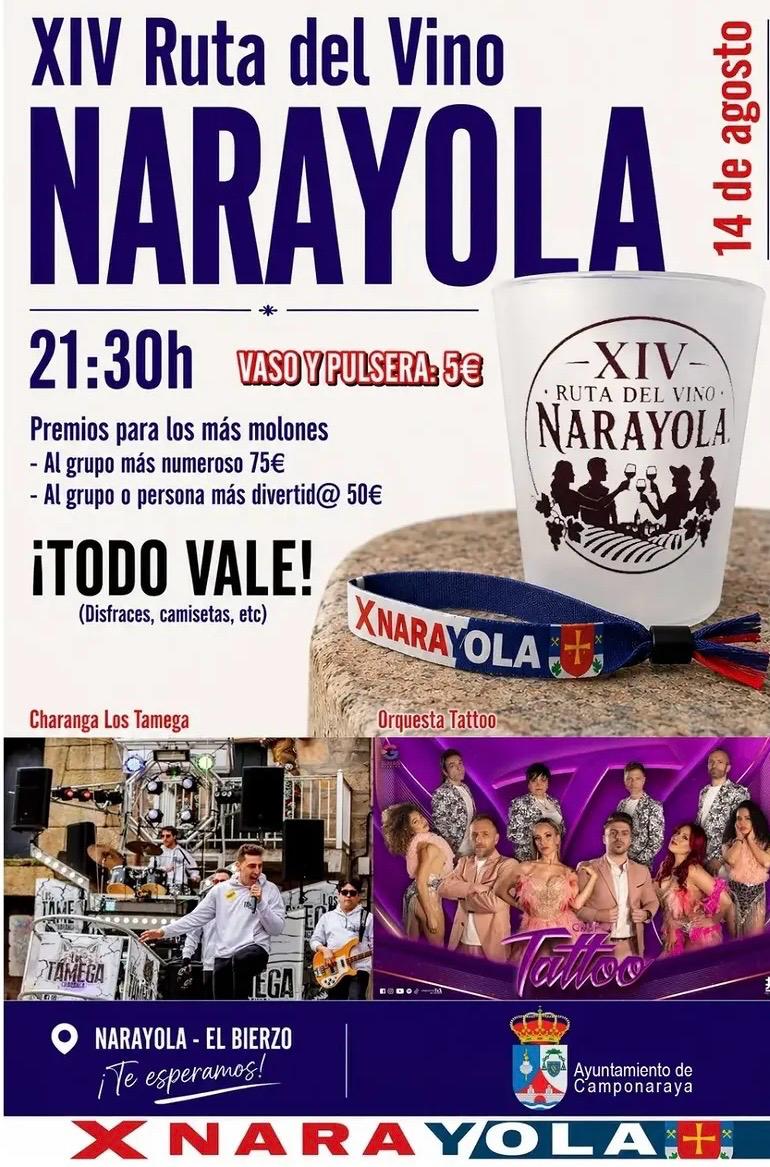 Cartel de las fiestas patronales de Narayola con actividades y horarios