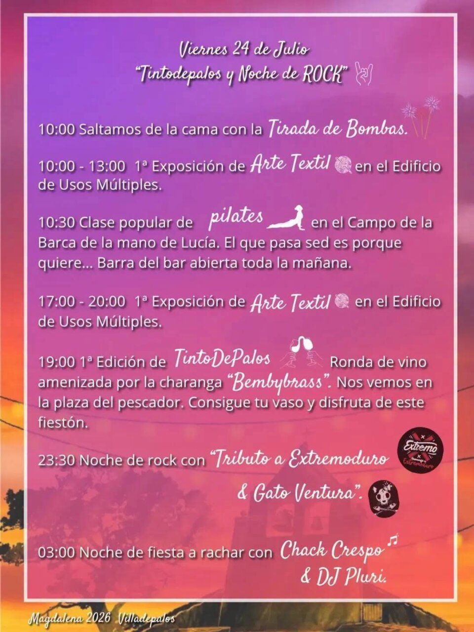 Programa de actividades de las Fiestas de la Magdalena en Villadepalos 2026