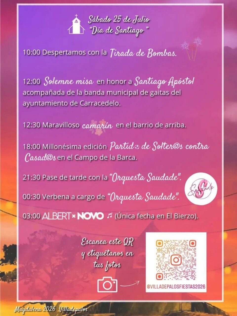 Programa de actividades para el Día de Santiago en Villadepalos