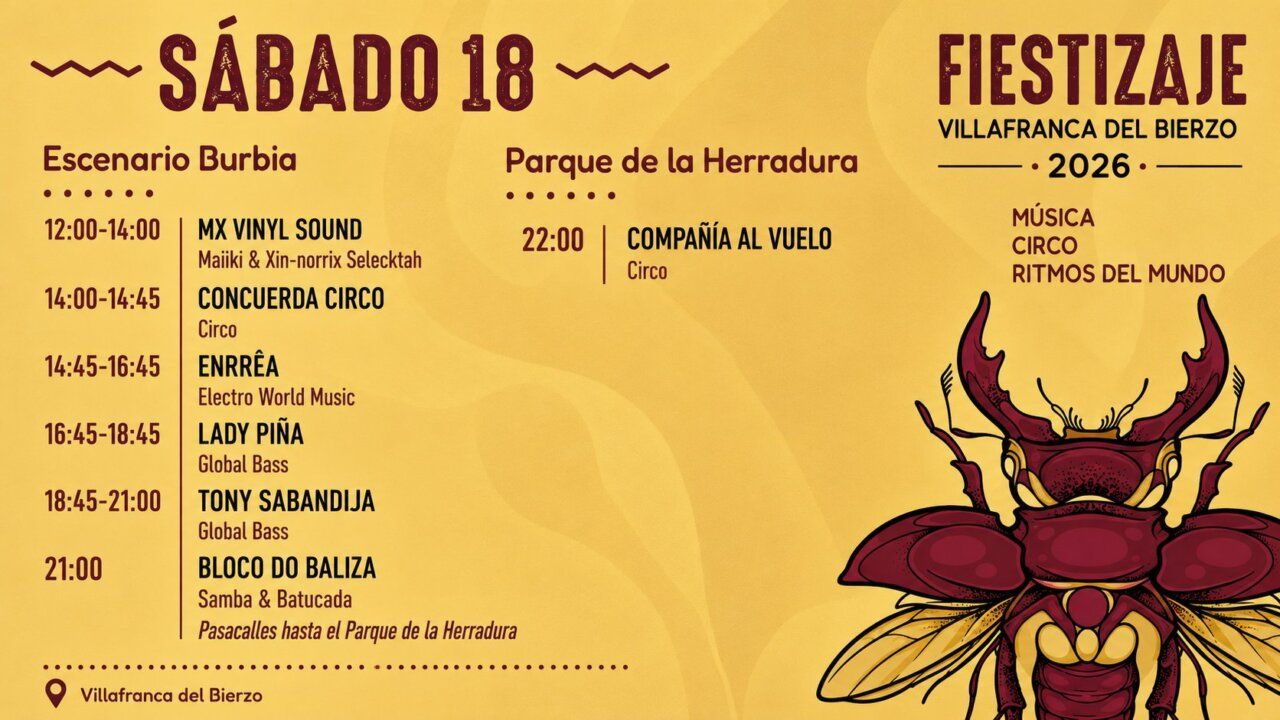 Cartel de programación del Fiestizaje 2026 en Villafranca del Bierzo