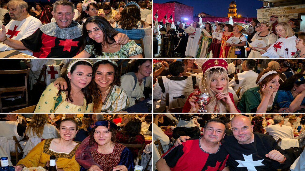 Personas disfrutando de la Cena Templaria en el Castillo de Ponferrada