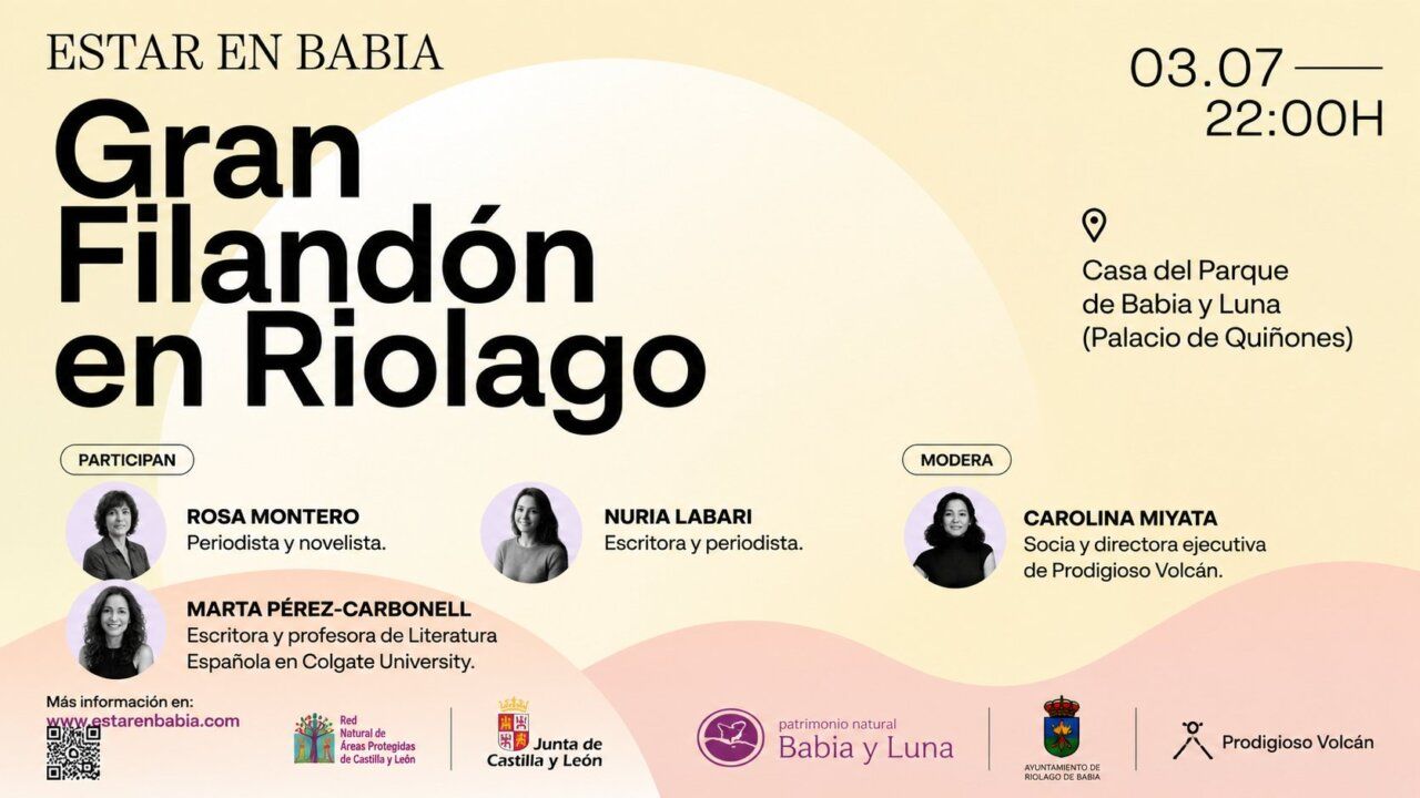 Cartel del Gran Filandón en Riolago de Babia con participantes destacados.