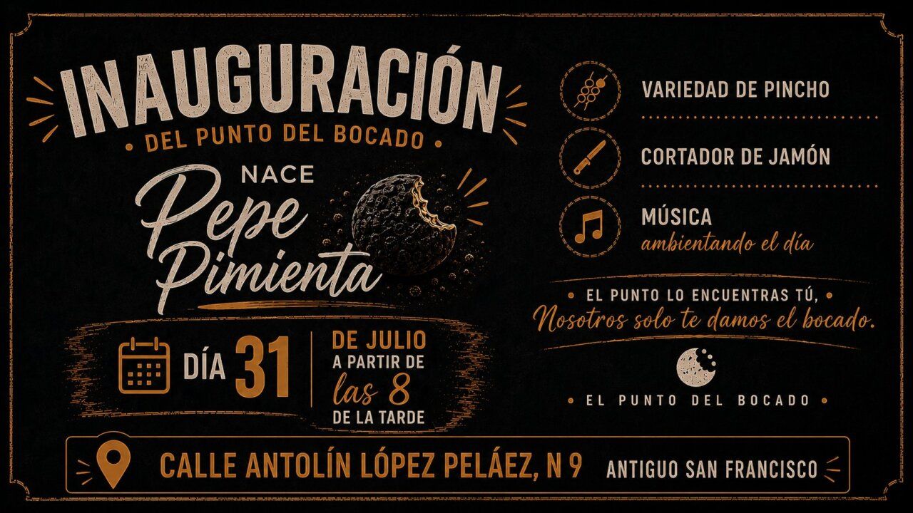 Cartel de inauguración del bar Punto del Bocado en Ponferrada