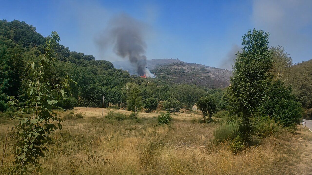 Incendio forestal en Moreda con humo y vegetación alrededor