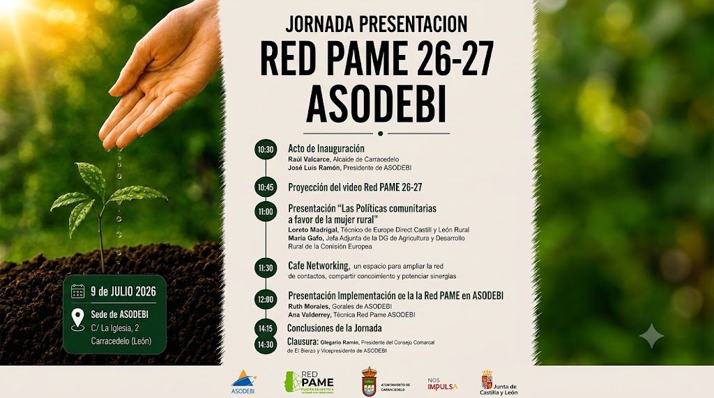 Mano regando una planta en un evento sobre la red PAME de ASODEBI