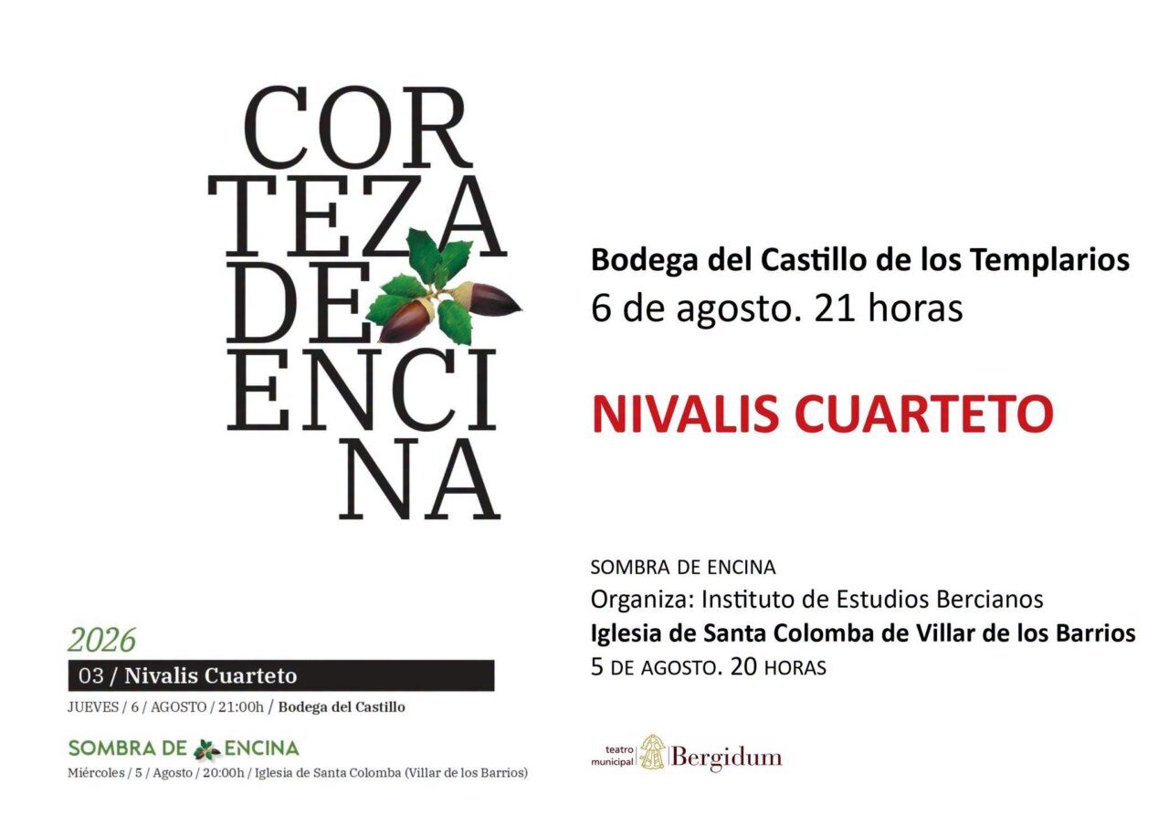 Cartel del Nivalis Cuarteto con información sobre conciertos en Ponferrada