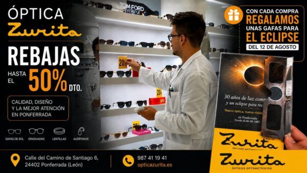Promoción de rebajas en Óptica Zurita con gafas para eclipse