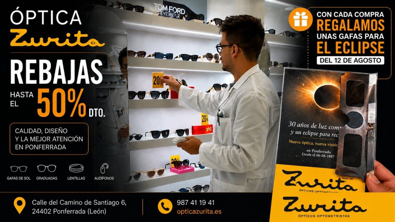 Promoción de rebajas en Óptica Zurita con gafas para eclipse