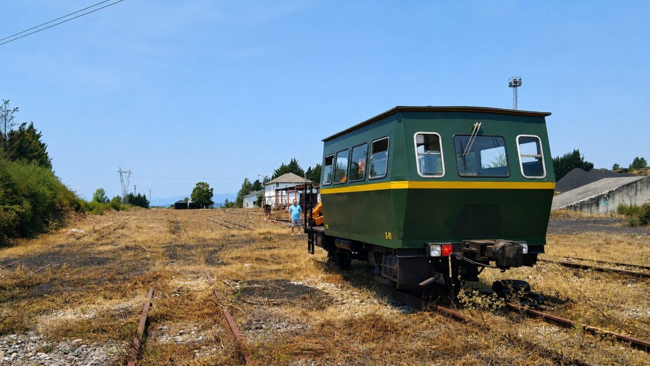 Dresina D-1 en el recorrido ferroviario Ponfeblino entre Villablino y Cubillos del Sil