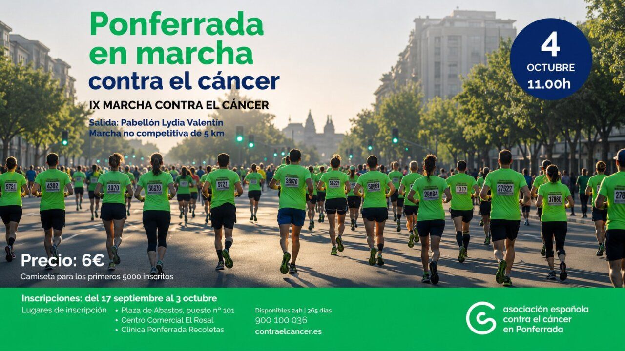 Participantes corriendo en la IX Marcha contra el Cáncer en Ponferrada